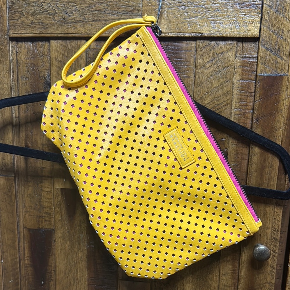 Kenneth Cole Reaction Yellow and Pink Clutch